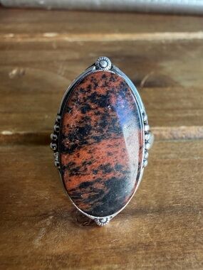 Women Jewelry Gemstone Ring Size 8 Obisdian Quartz Crystal Stone Bohemian Boho